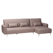 Baxton Studio Lanoma Contemporary Clay Fabric Upholstered Convertible Sleeper Sofa